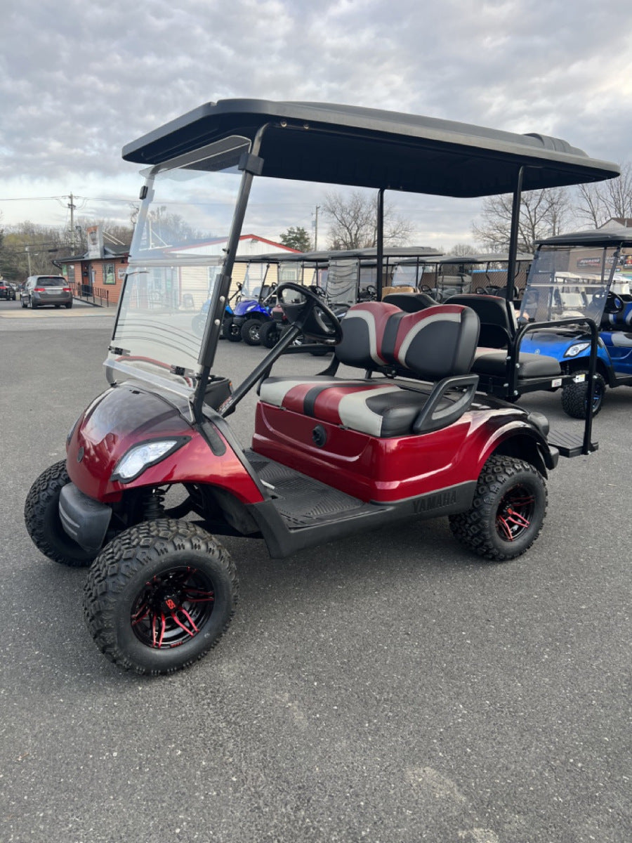 2016 Yamaha Drive 48 volt custom electric golf cart, 3″ lift, Candy Red/Black Fade For Sale