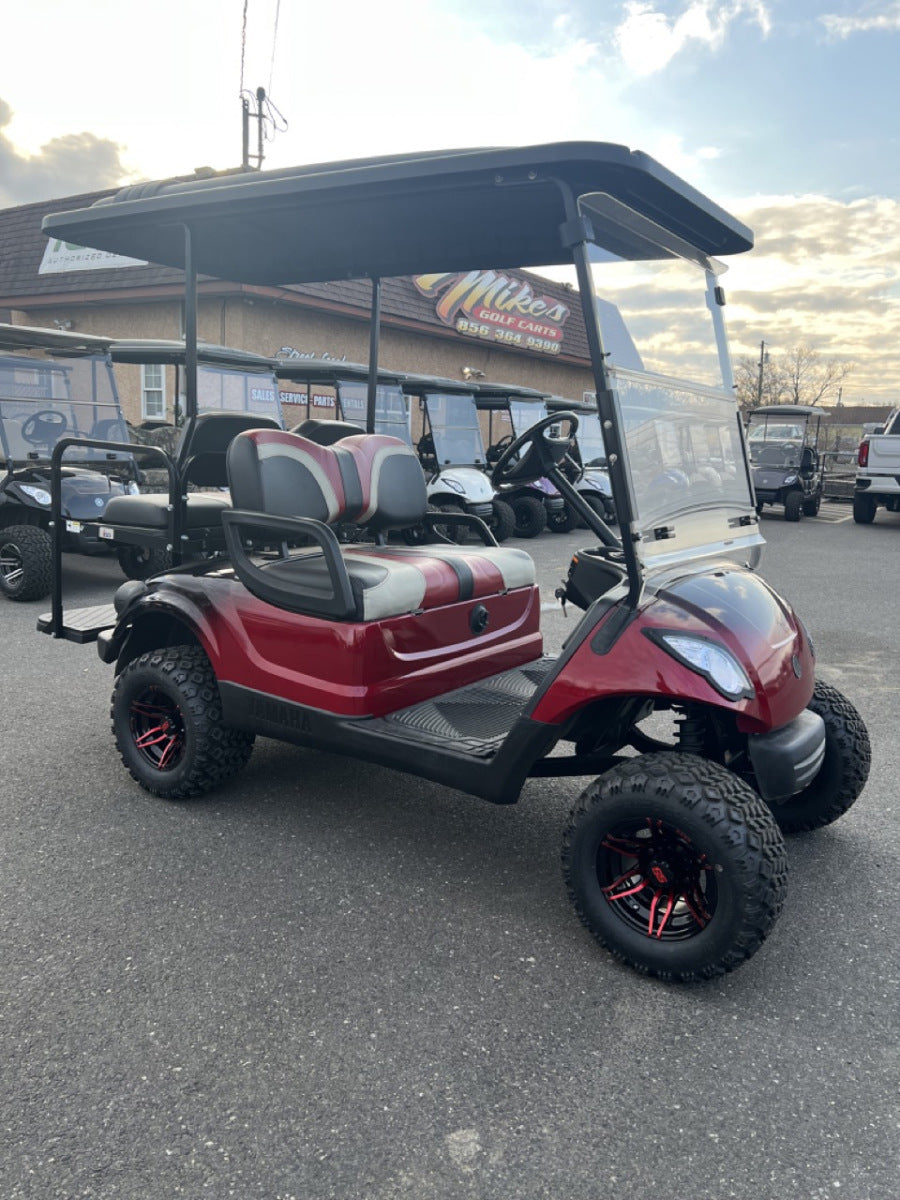 2016 Yamaha Drive 48 volt custom electric golf cart, 3″ lift, Candy Red/Black Fade For Sale